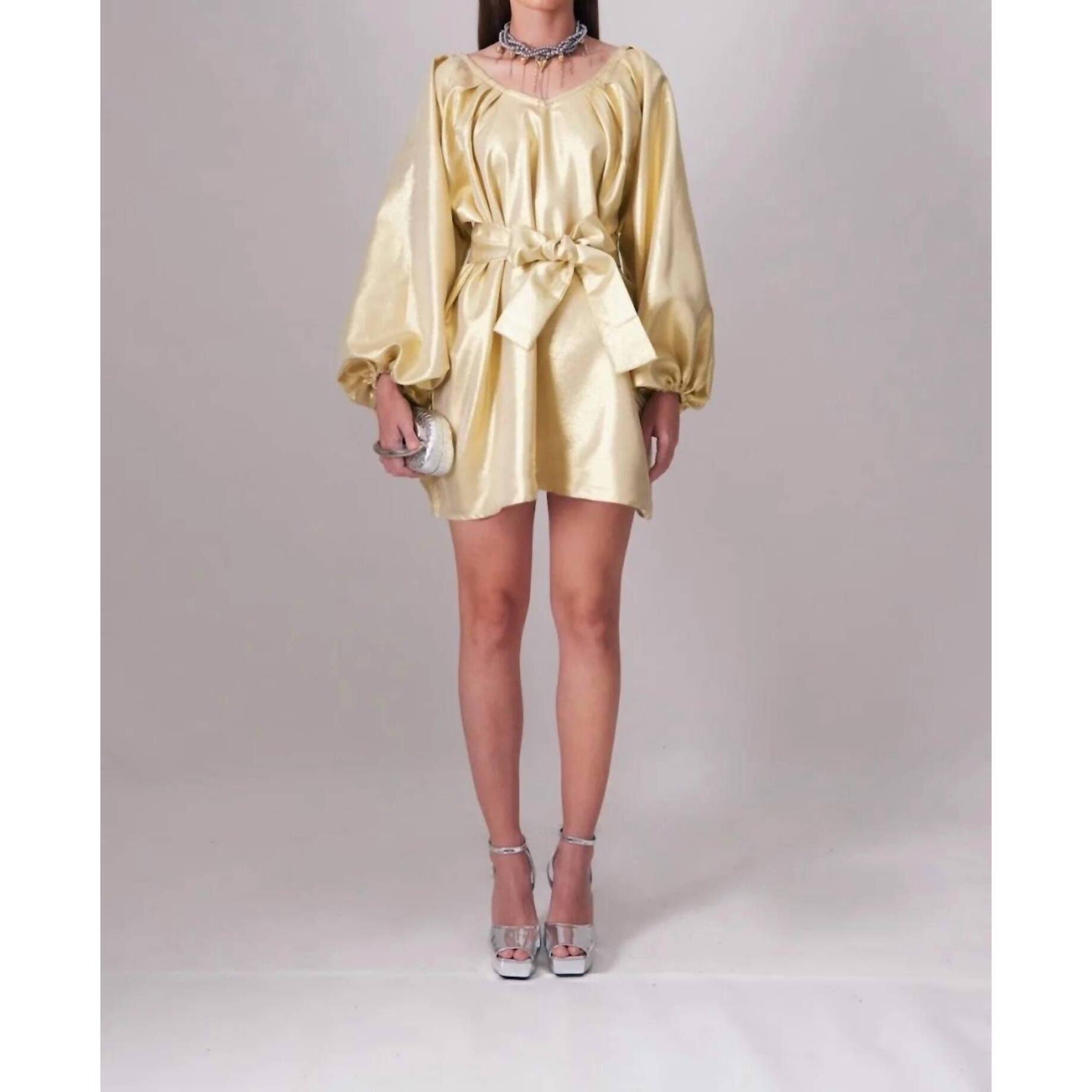 New Tela Luxury Mercantile Golden Age Mini Dress In Beige